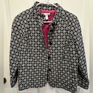 Charter Club Women Black and White Blazer